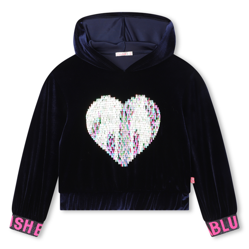 Velvet sequin-graphic hoodie BILLIEBLUSH 
                        GIRL