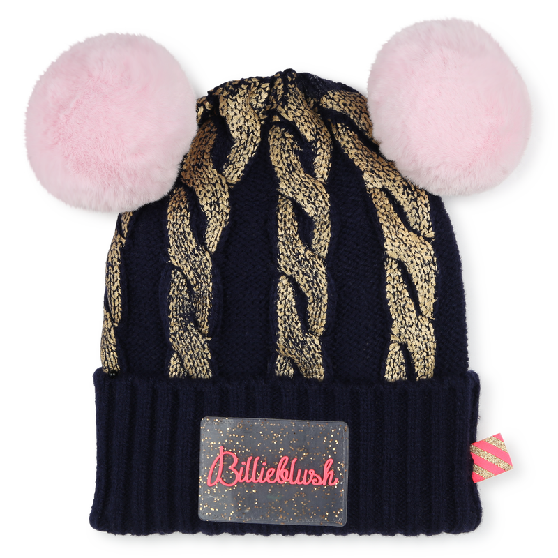 Pompom hat with cable knit BILLIEBLUSH 
                        GIRL