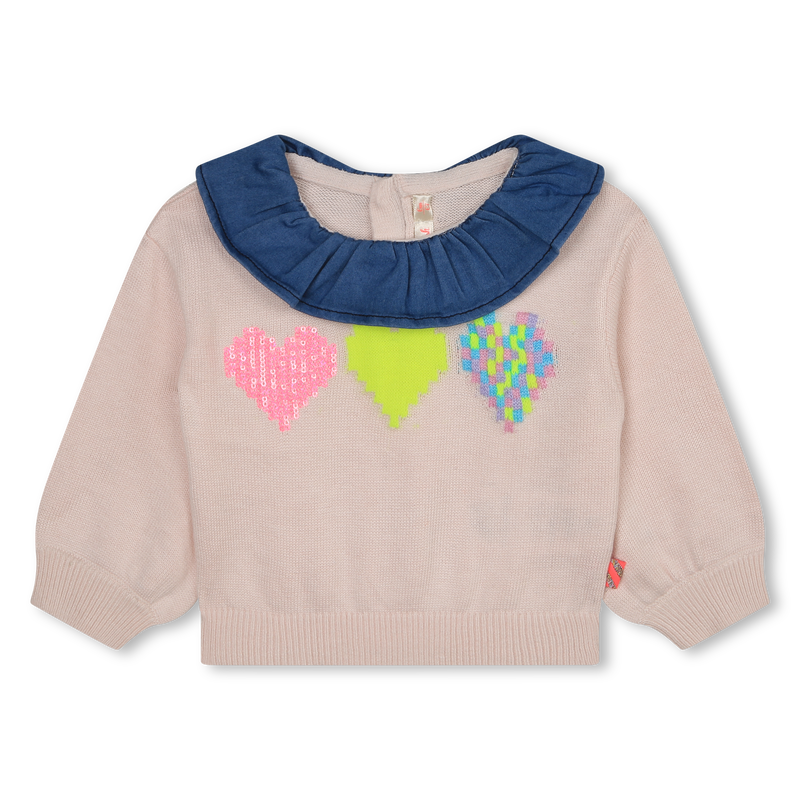 Denim collar graphic sweater BILLIEBLUSH 
                        GIRL