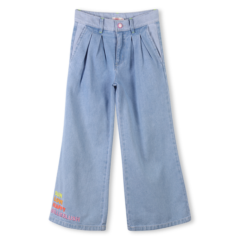 Wide embroidered cotton jeans BILLIEBLUSH 
                        GIRL
