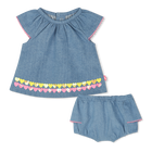Denim set with frills BILLIEBLUSH 
                    GIRL