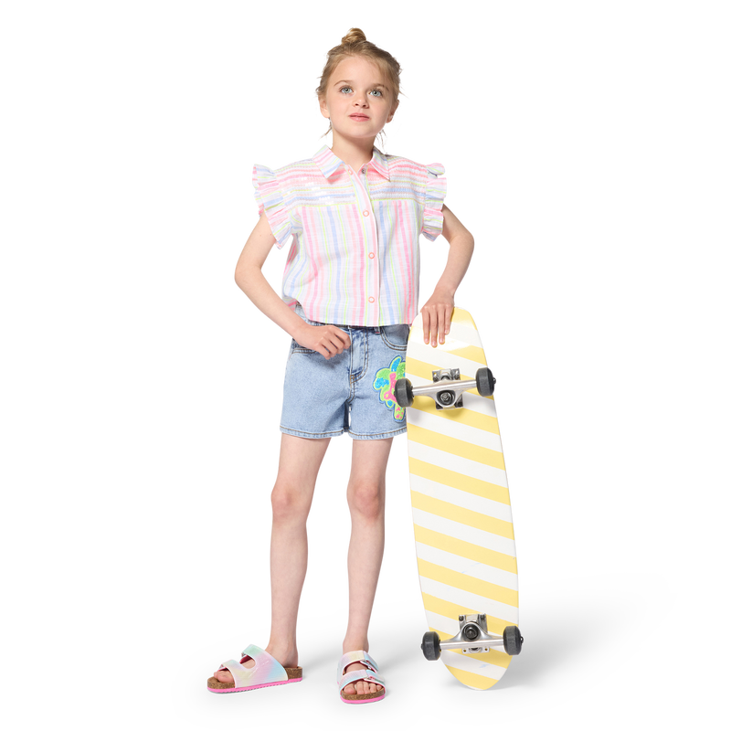 STRIPED SHIRT WITH RUFFLED SLEEVES BILLIEBLUSH 
                        GIRL