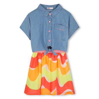 Bimaterial dress with collar BILLIEBLUSH GIRL