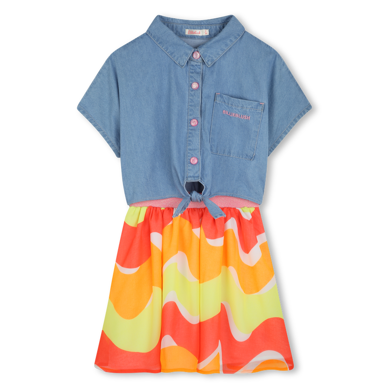 Bimaterial dress with collar BILLIEBLUSH 
                        GIRL