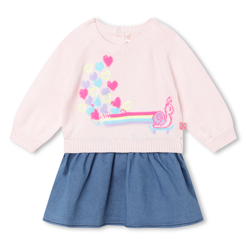 Cotton and denim sweater dress BILLIEBLUSH 
                        GIRL